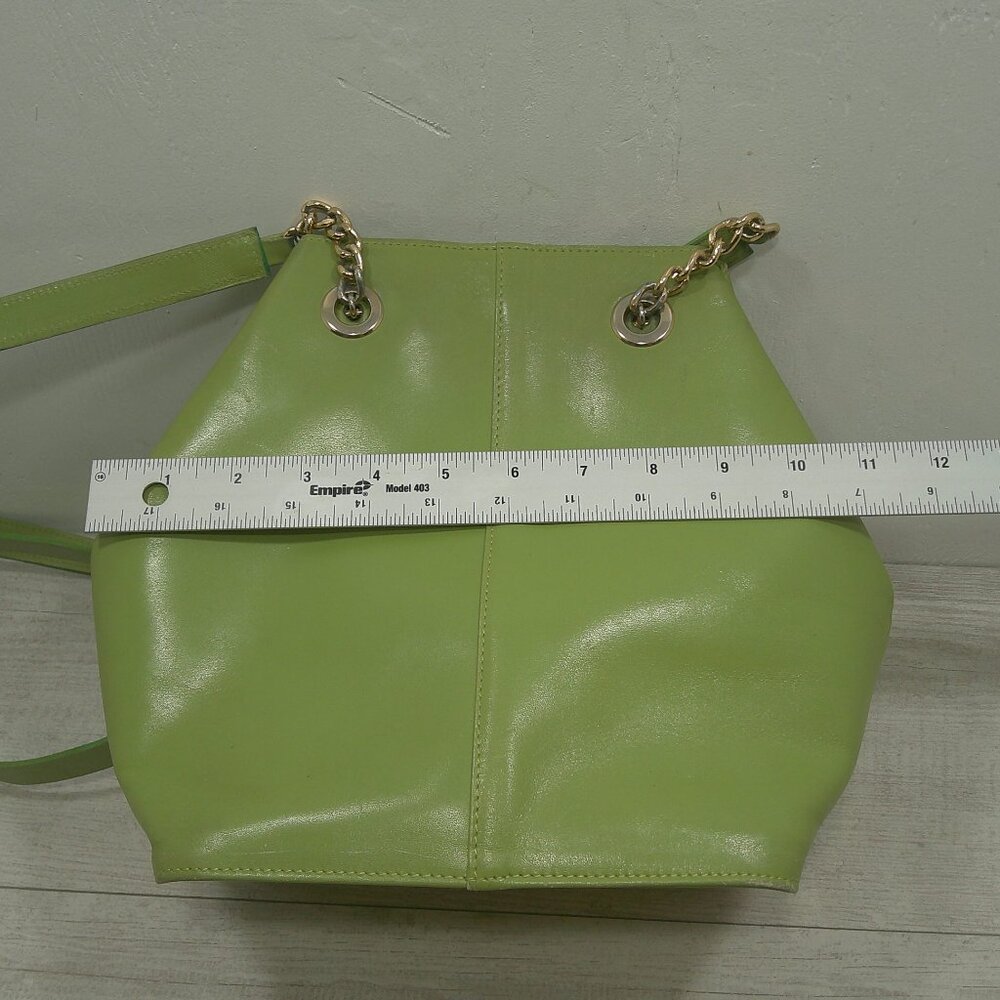 Vintage Nordstrom Made in Italy Green Leather hexagonal Bag Purse Pocketbook - Picture 6 of 14